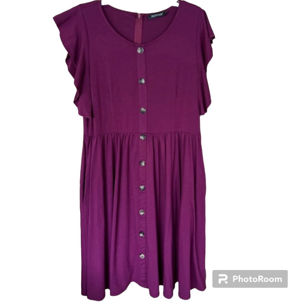Bedoar Women’s Casual Plus Size A-Line Purple Dress Size 16